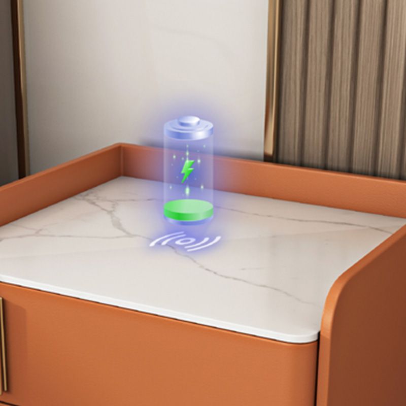 Glam Nightstand with 2 Drawer 20-inch Tall Leather Night Table Clearhalo 'Bedroom Furniture' 'furn' 'furn_night_stand' 'Furniture' 'night_stand' 'Nightstands' 1200x1200_e32a4afd-9f9c-42e4-b152-97d649a12424