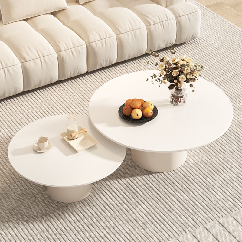 Contemporary Cocktail Table Round White Pedestal Coffee Cocktail Table Clearhalo 'Coffee & Accent Tables' 'Coffee Tables' 'coffee_tables' 'furn' 'furn_coffee_tables' 'Furniture' 'Living Room Furniture' 1200x1200_e32a86ba-f058-452c-a7e2-f8001fabf612