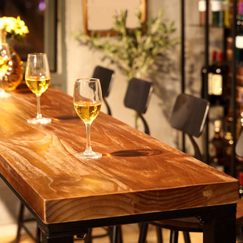 Mesa de bar de madera de 41,3" H, mesa rectangular con base metálica para patio