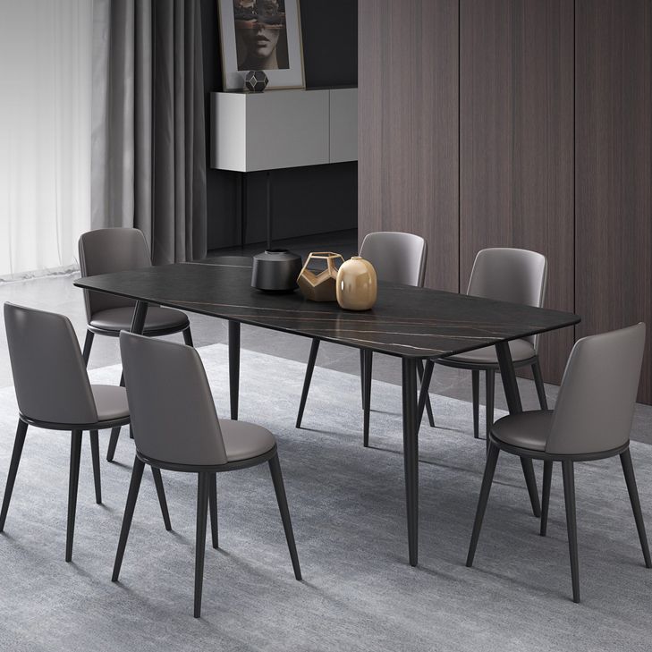 Modern 1/4/6/7 Pieces Black Dining Table Set with Sintered Stone Top Rectangle Dinette Set Clearhalo 'Dining Room Sets' 'Dining Tables & Seating' 'dining_room_set' 'furn' 'furn_dining_room_set' 'Furniture' 'furniture_dining_room_set' 'Kitchen & Dining Furniture' 'kitchen&dining_furn' 'kitchen' 1200x1200_e32bcd4c-5a1f-419c-902b-21b1cd366641