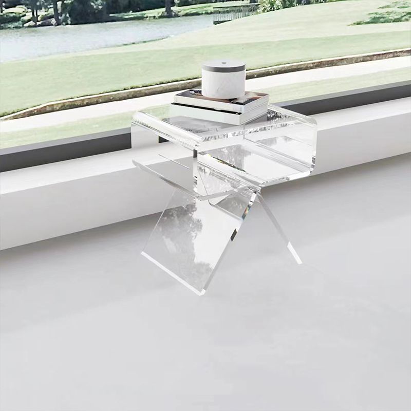 Modernistic Geometric Accent Side Table Acrylic Sofa Side Accent Table Clearhalo 'Coffee & Accent Tables' 'End & Side Tables' 'end_side_tables' 'furn' 'furn_end_side_tables' 'Furniture' 'Living Room Furniture' 1200x1200_e32be302-f481-4cc4-8972-bb2a8c403226