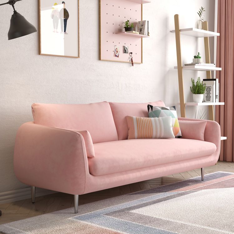 Contemporary 31.49" H Solid Color Velvet Flared Arm Loveseat