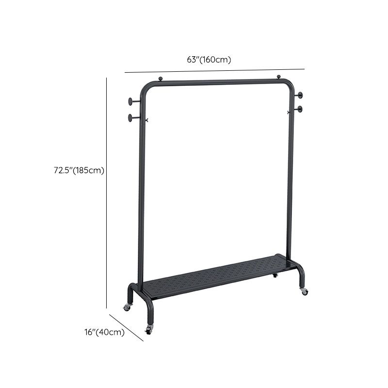 Rack de manteau d'entrée industriel métal rail rail inférieur d'étagère inférieur avec 4 crochets