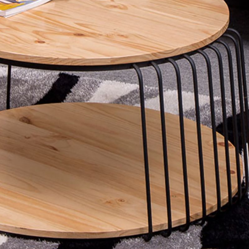 Nordic Solid Wood Round Coffee Cocktail Table with Floor Shelf Clearhalo 'Coffee & Accent Tables' 'Coffee Tables' 'coffee_tables' 'furn' 'furn_coffee_tables' 'Furniture' 'Living Room Furniture' 1200x1200_e3301747-e687-4afb-8b44-c75d4e900224
