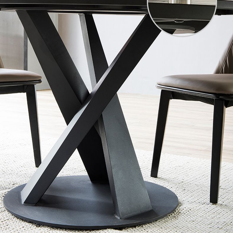 Runder Esstisch-Set aus gesintertem Stein im modernen Stil, 1/4/5/7/9-teiliges Esstisch-Set