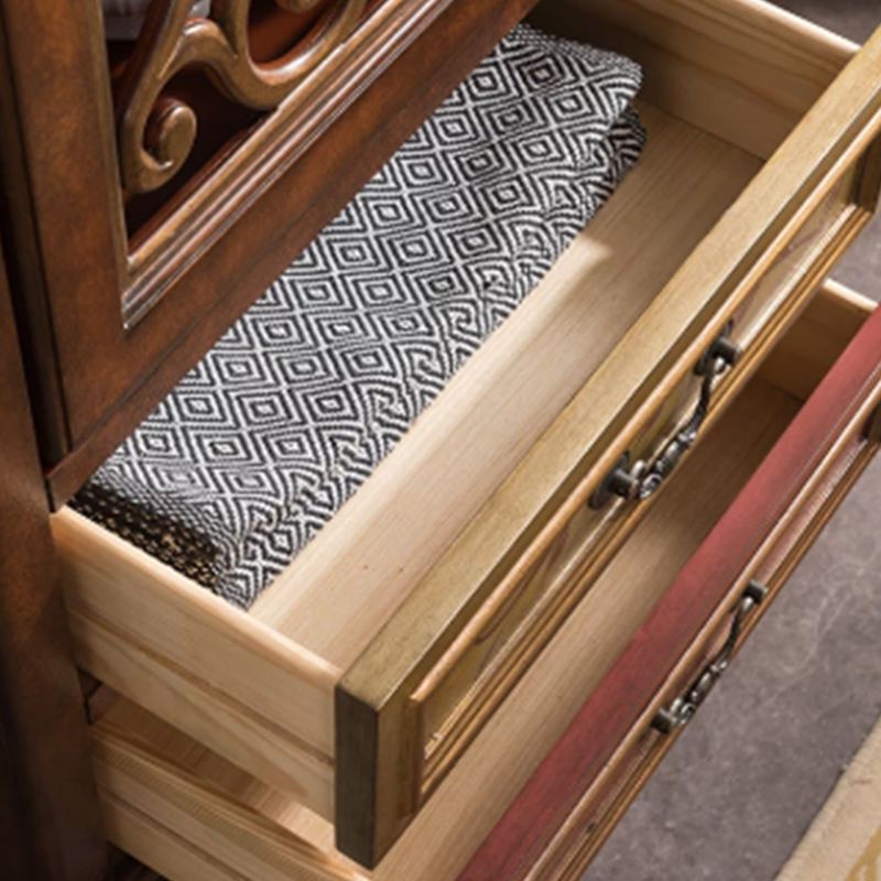 Door Cabinet Mid Century Distressed Solid Wood Storage Cabinet with Drawers Clearhalo 'Cabinets & Chests' 'cabinets_chests' 'furn' 'furn_cabinets_chests' 'Furniture' 'Living Room Furniture' 1200x1200_e33205ce-09cf-43f9-a706-e62c51ab1538