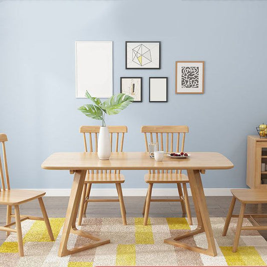 Modern 1/2/5 Pieces Dining Set Rectangle Rubber Wood Dining Table for Dining Room