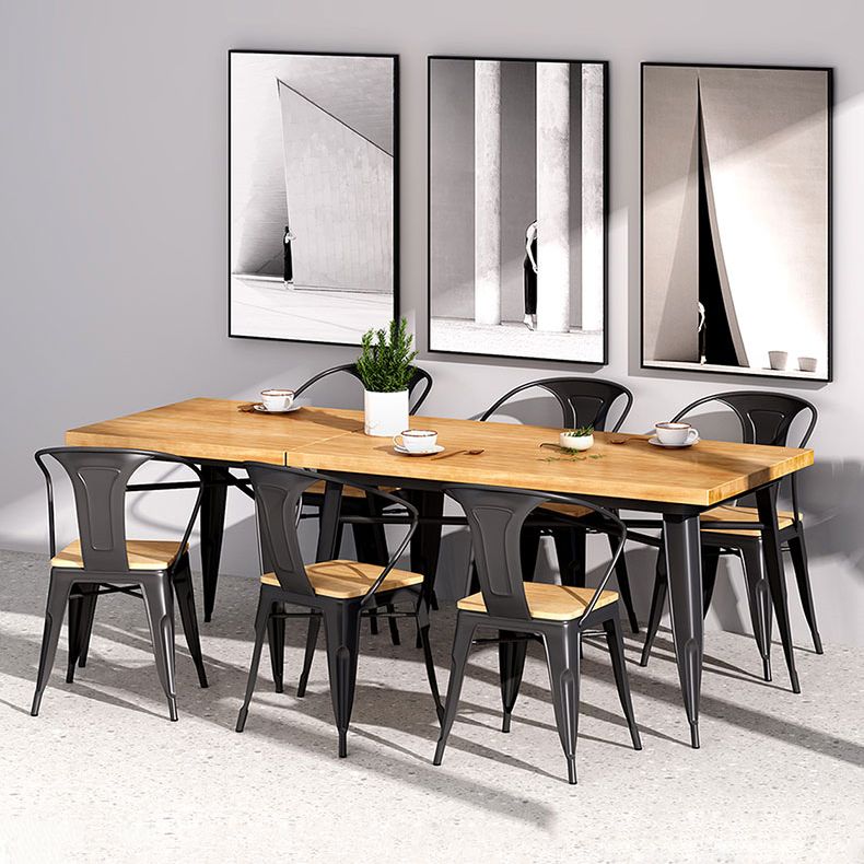 Industrial Style Solid Wood Dining Set with Fixed Table and 4 Legs Base for Home Use Clearhalo 'Dining Room Sets' 'Dining Tables & Seating' 'dining_room_set' 'furn' 'furn_dining_room_set' 'Furniture' 'furniture_dining_room_set' 'Kitchen & Dining Furniture' 'kitchen&dining_furn' 'kitchen' 1200x1200_e335af29-4a83-4ff9-8d14-73bd0eb7a462