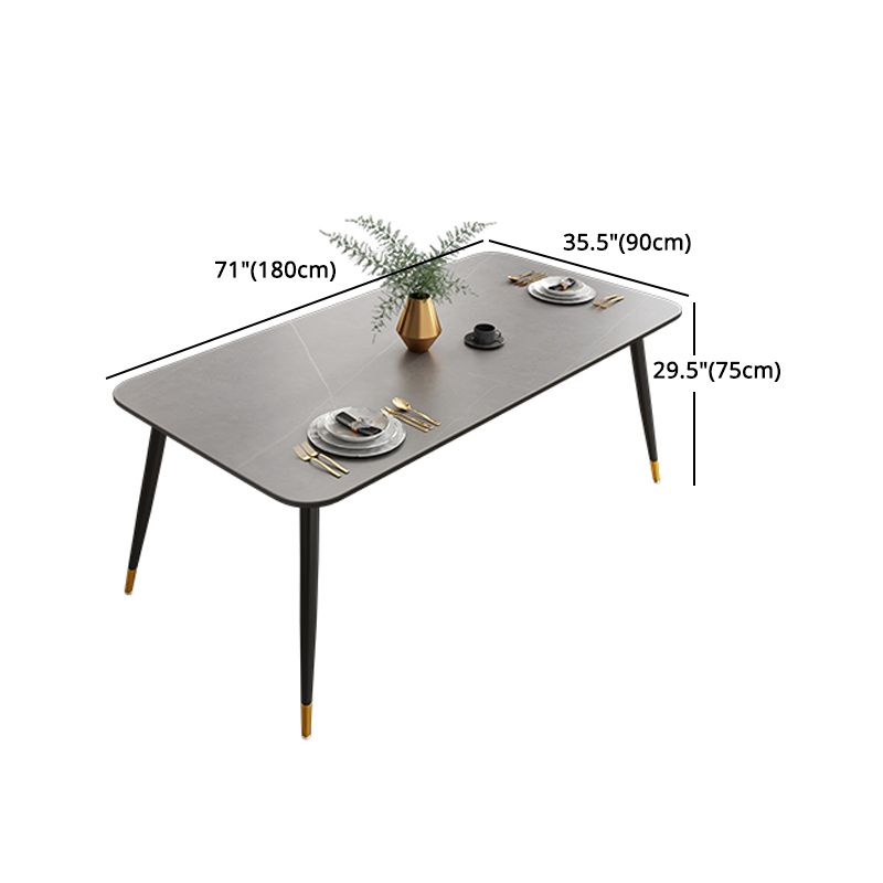 Modern Rectangle Dining Table Set 1/2/5/7 Pieces Grey Sintered Stone Top Dinette Set Clearhalo 'Dining Room Sets' 'Dining Tables & Seating' 'dining_room_set' 'furn' 'furn_dining_room_set' 'Furniture' 'furniture_dining_room_set' 'Kitchen & Dining Furniture' 1200x1200_e3377dca-c72f-4084-aa4b-f3940c18c3f9