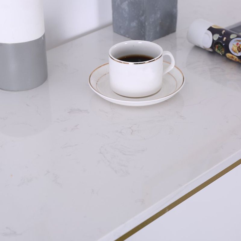 Mesa de bar rectangular Glam, mesa de pedestal doble de mármol sintético con almacenamiento