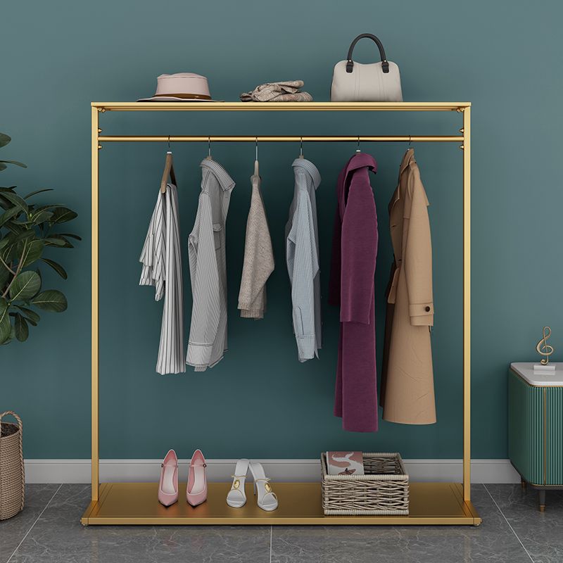 Rack de manteau simple pure couleur métallique en manteau autoportant avec étagères avec étagères