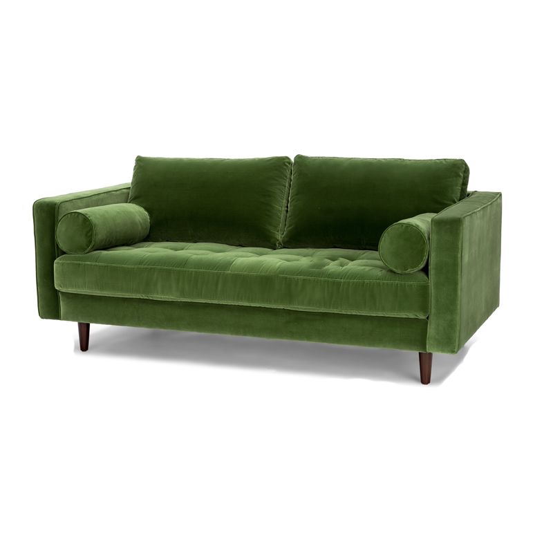 33.85"H Modern Linen/Velvet/Leather Square Arm Sofa with Bolster Pillows Clearhalo 'furn' 'furn_sofas' 'Furniture' 'furniture_sofas' 'kitchen' 'kitchen_sofas' 'Living Room Furniture' 'Sofa' 'sofas' 1200x1200_e33ac50f-3ae1-40a3-a405-b003cee697af