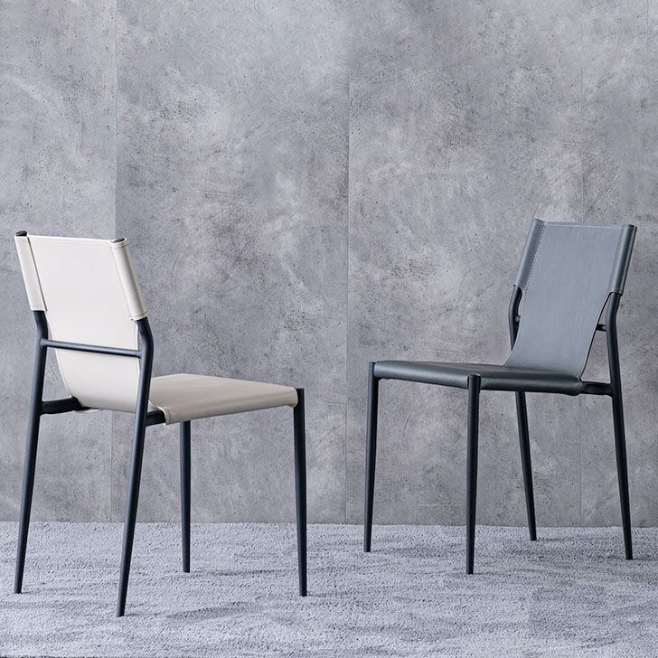 Home Armless Dining Chairs Leather Side Chairs with Metal Legs (Set of 2) Clearhalo ' kitchen&dining_furn' 'Dining Chairs' 'Dining Tables & Seating' 'dining_chair' 'furn' 'furn_dining_chair' 'Furniture' 'furniture_dining_chair' 'Kitchen & Dining Furniture' 'kitchen' 1200x1200_e33ac5cd-9e81-483f-a7e7-5a66ba52d37d