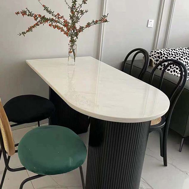 Oval Dining Table Contemporary Dining Table with Sled Base in Black Clearhalo 'Dining Tables & Seating' 'Dining Tables' 'dining_table' 'furn' 'furn_dining_table' 'Furniture' 'Kitchen & Dining Furniture' 1200x1200_e33b19f7-1f2d-4086-b0ae-cd7ebbed93f9