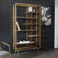 Modern Bookcase Metal Open Back Bookshelf with Shelves for Living Room