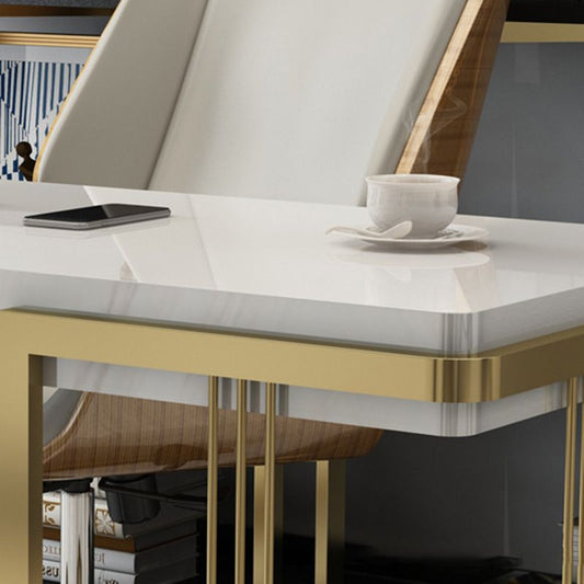 Bureau de bureau rectangulaire en marbre moderne en forme de bureau en H pour la maison