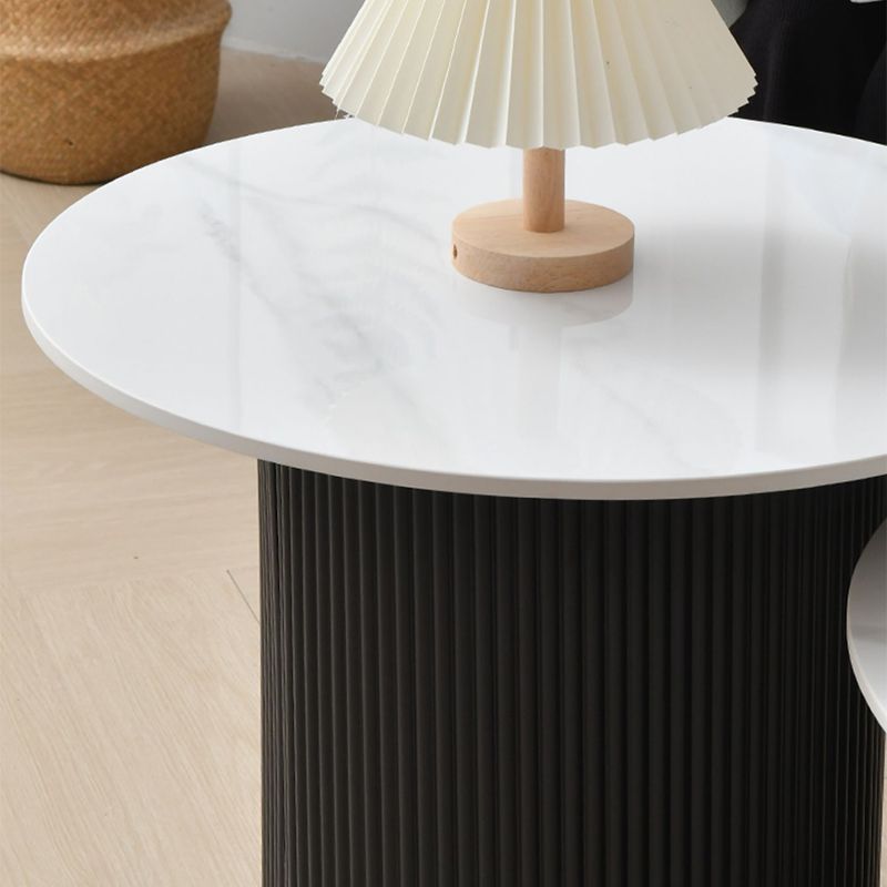 Slate Round Coffee Table Pedestal Cocktail Table Set in White Clearhalo 'Coffee & Accent Tables' 'Coffee Tables' 'coffee_tables' 'furn' 'furn_coffee_tables' 'Furniture' 'Living Room Furniture' 1200x1200_e33d7e0f-c9ee-41bc-8cd9-0822808b443f