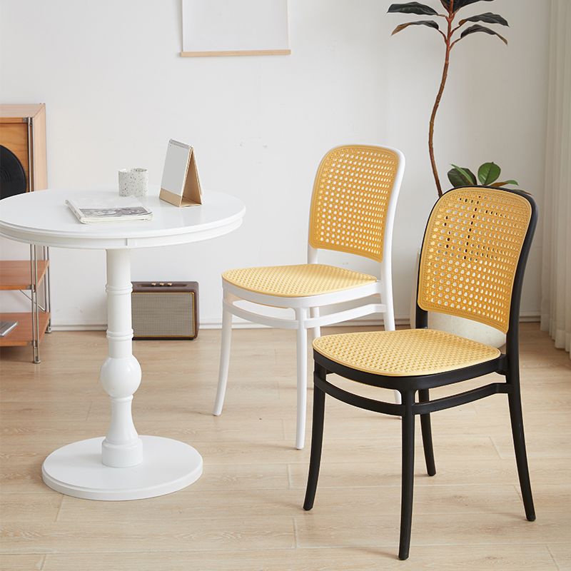Contemporary Indoor Plastic Open Back Stackable Dining Side Chair Clearhalo 'Dining Chairs' 'Dining Tables & Seating' 'dining_chair' 'furn' 'furn_dining_chair' 'Furniture' 'Kitchen & Dining Furniture' 1200x1200_e33db06d-cb0f-45f4-9f1a-e6efc7a299d8