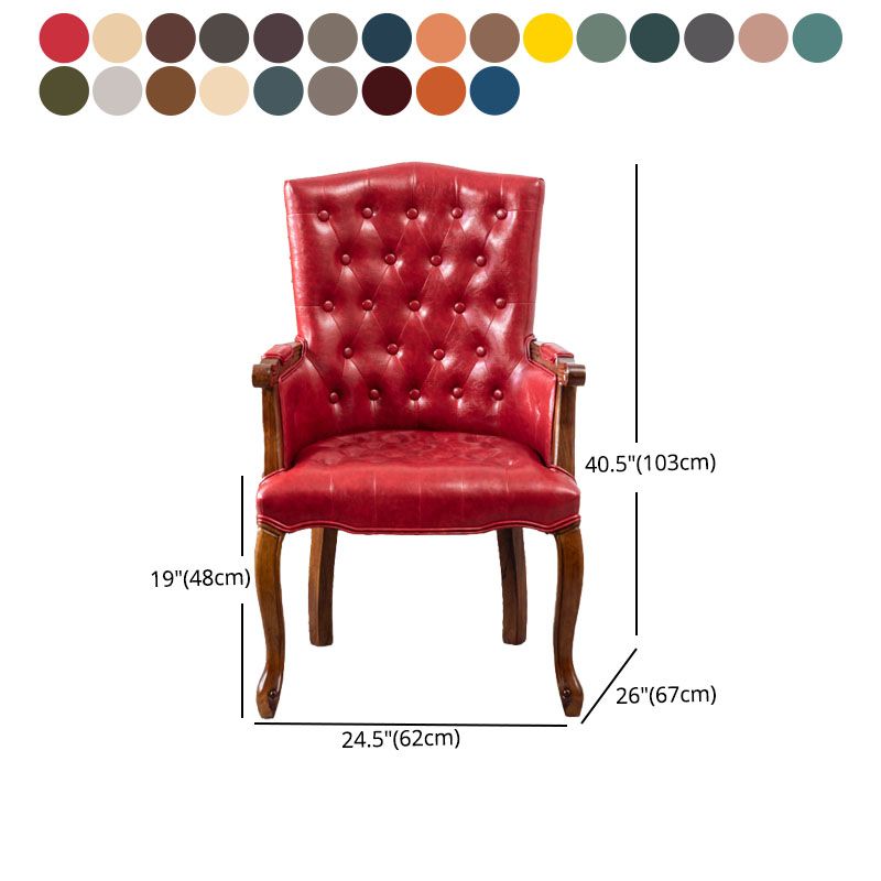 Farmhouse Faux Leather Home Arm Chair Matte Finish Solid Back Dining Chair Clearhalo 'Dining Chairs' 'Dining Tables & Seating' 'dining_chair' 'furn' 'furn_dining_chair' 'Furniture' 'furniture_dining_chair' 'Kitchen & Dining Furniture' 1200x1200_e33ec14f-a3a7-4f5b-aa84-b3d18c51bb63