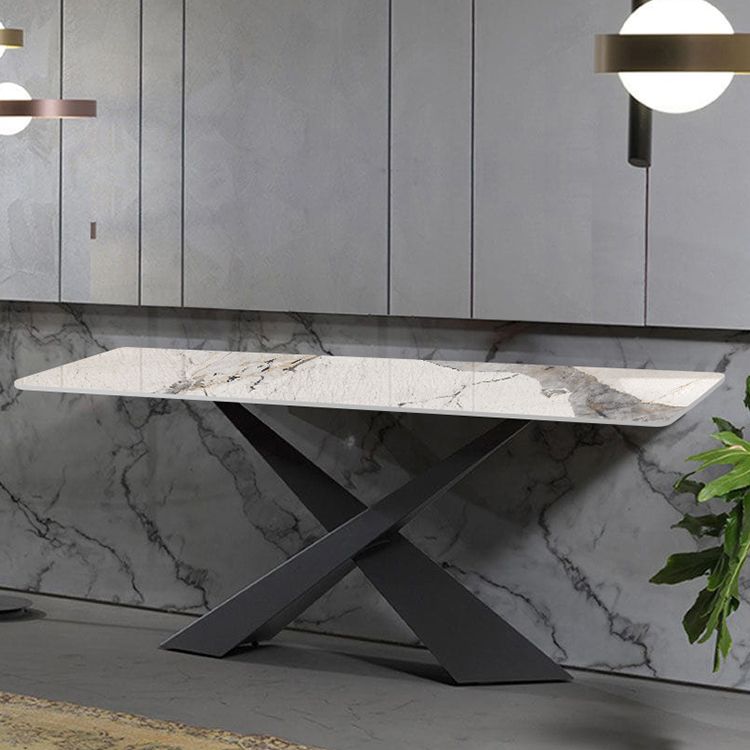 16 inch Wide Modern Accent Table Rectangle Shape Stone Console Table for Hall
