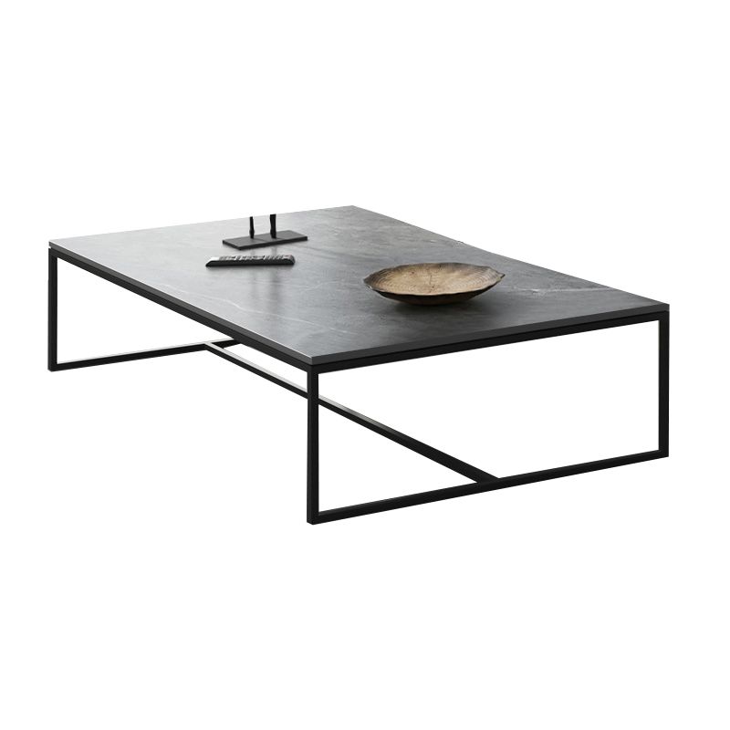 Mesa de cóctel rectangular pizarra de cuatro patas mesa de café gris claro