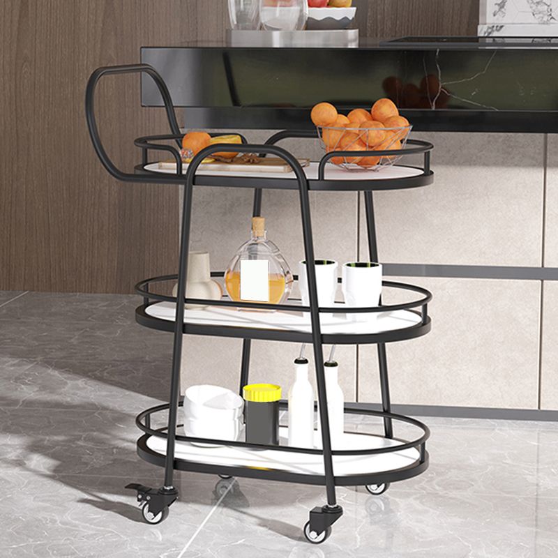 33.46"H Rolling Prep Table Modern Style Oval Reclaimed Wood Prep Table for Home Use