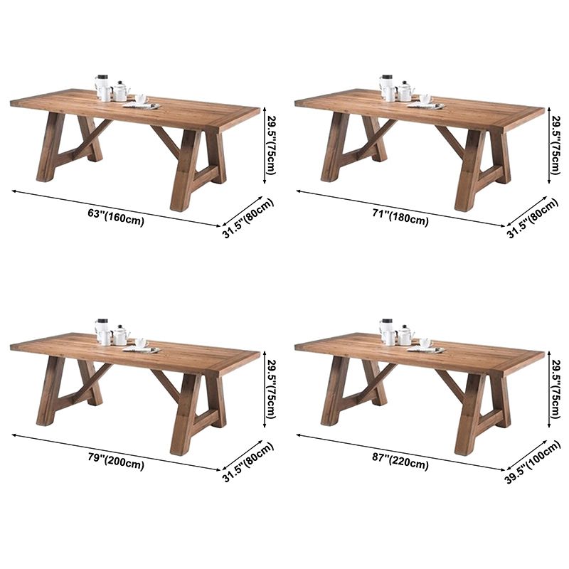 Modern Pine Solid Wood Table Rectangle Dining Table in Nature with Double Pedestal Clearhalo ' dining_table' 'Dining Tables & Seating' 'Dining Tables' 'furn' 'furn_dining_table' 'Furniture' 'furniture_dining_table' 'Kitchen & Dining Furniture' 'kitchen&dining_furn' 'kitchen' 'kitchen_dining_table' 1200x1200_e343a67e-29f7-4601-a0c9-9deff4292970