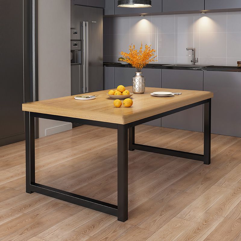 Contemporary Style Rectangular MDF Dining Set Dining Table with Metal Trestle Base Clearhalo 'Dining Room Sets' 'Dining Tables & Seating' 'dining_room_set' 'furn' 'furn_dining_room_set' 'Furniture' 'furniture_dining_room_set' 'Kitchen & Dining Furniture' 'kitchen&dining_furn' 'kitchen' 1200x1200_e343f613-805d-46f7-a165-7d65abc4ec93