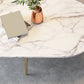Glam Table basse en ardoise à 4 pieds avec base en fer blanc