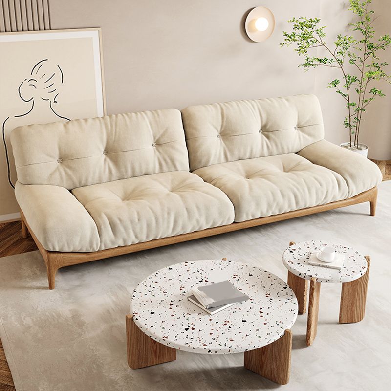 Cream Tufted Armless Sofa Wooden Frame Settee in Ash with Footrest Clearhalo 'furn' 'furn_sofas' 'Furniture' 'Living Room Furniture' 'Sofa' 'sofas' 1200x1200_e345afe9-e98b-453b-9fb3-7fd26e31455f