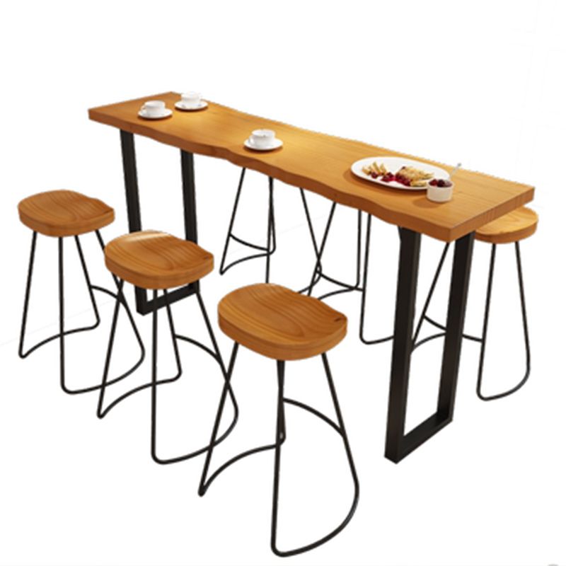 Juego de mesa de Pub rectangular Industrial de 1/5/7 piezas, mesa de mostrador de madera con taburetes sin respaldo