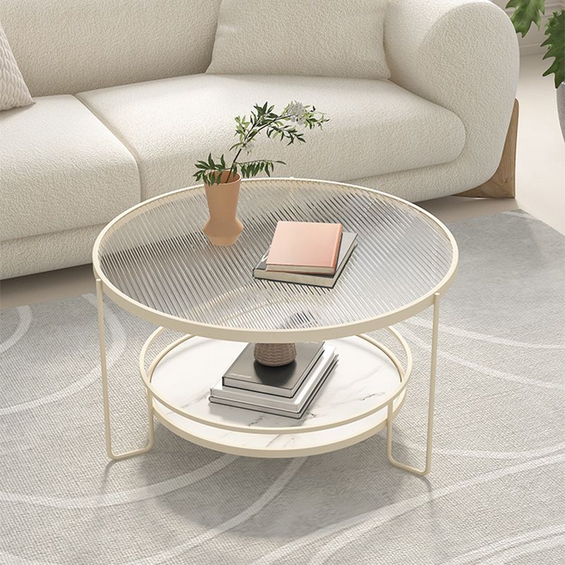 Round Tropical Single Coffee Table No Distressing Glass Coffee Table with 3 Legs Clearhalo 'Coffee & Accent Tables' 'Coffee Tables' 'coffee_tables' 'furn' 'furn_coffee_tables' 'Furniture' 'Living Room Furniture' 1200x1200_e347903b-5cae-4cd1-9721-7f9e35f48fab