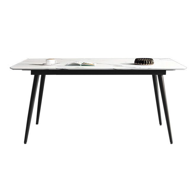 Rectangle Industrial Dining Room Table Sintered Stone Table with 4 Black Legs Clearhalo ' dining_table' 'Dining Tables & Seating' 'Dining Tables' 'furn' 'furn_dining_table' 'Furniture' 'furniture_dining_table' 'Kitchen & Dining Furniture' 'kitchen&dining_furn' 'kitchen' 'kitchen_dining_table' 1200x1200_e34823e9-d689-4e50-bd09-21052b9d4d60