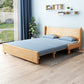 Blue Linen Blend Futon Sleeper Sofa with 2 Pillows and Pillow Back