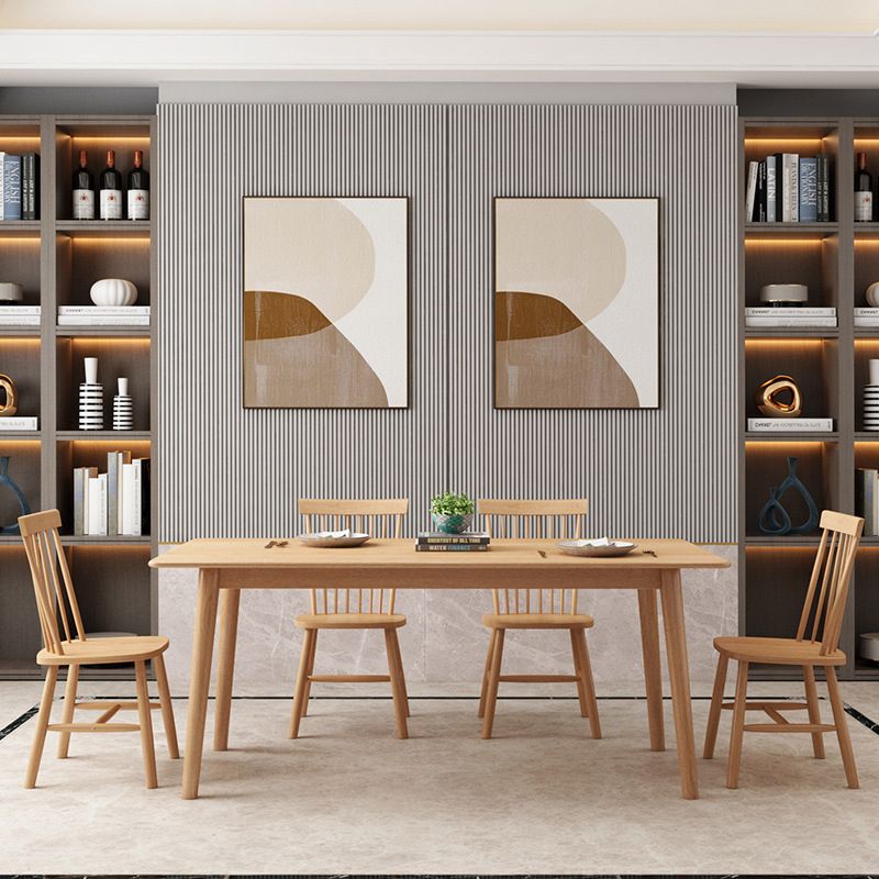 Contemporary 1/2/5/7 Pieces Furniture Rectangle Solid Wood Dining Table Set in Natural Clearhalo 'Dining Room Sets' 'Dining Tables & Seating' 'dining_room_set' 'furn' 'furn_dining_room_set' 'Furniture' 'Kitchen & Dining Furniture' 1200x1200_e348f01e-e726-434a-96c5-92a86e836fa7