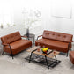 25.59" Wide Faux Leather Sofa 3 Seater Tufted Back Sofa for Living Room