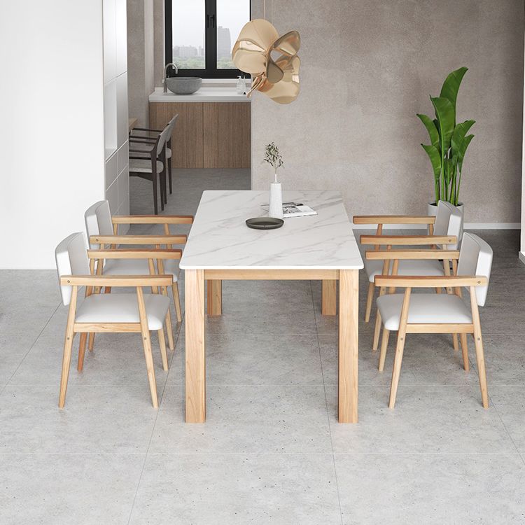 Sintered Stone Top Dining Table Modern Rectangle Table with Wooden Base Clearhalo ' dining_table' 'Dining Tables & Seating' 'Dining Tables' 'furn' 'furn_dining_table' 'Furniture' 'furniture_dining_table' 'Kitchen & Dining Furniture' 'kitchen&dining_furn' 'kitchen' 'kitchen_dining_table' 1200x1200_e34bfc60-2485-4eaa-a5b3-b8abe3c8f882