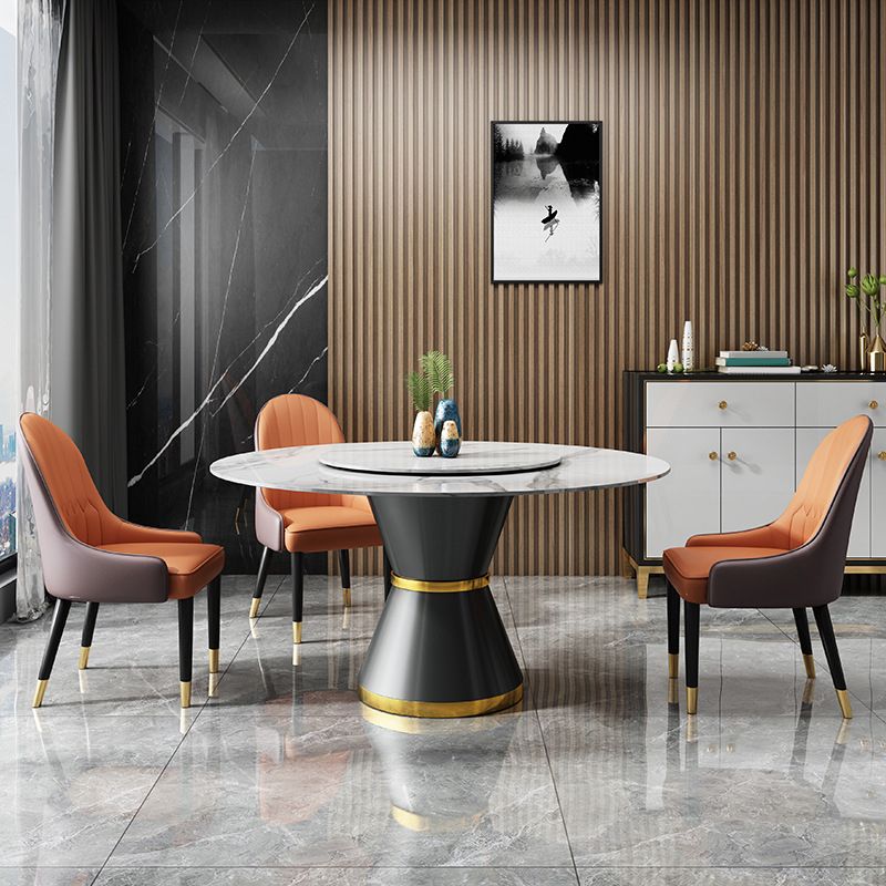 Contemporary Round Table Sintered Stone Dining Table with Metal Legs Clearhalo 'Dining Tables & Seating' 'Dining Tables' 'dining_table' 'furn' 'furn_dining_table' 'Furniture' 'Kitchen & Dining Furniture' 1200x1200_e34c2e70-e6f6-4af3-a29f-4343882c40b5