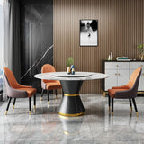 Contemporary Round Table Sintered Stone Dining Table with Metal Legs Clearhalo 'Dining Tables & Seating' 'Dining Tables' 'dining_table' 'furn' 'furn_dining_table' 'Furniture' 'Kitchen & Dining Furniture' 1200x1200_e34c2e70-e6f6-4af3-a29f-4343882c40b5