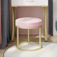 Luxury Ottoman Velvet Tear Resistant Upholstered Solid Color Round Ottoman with Metal Legs
