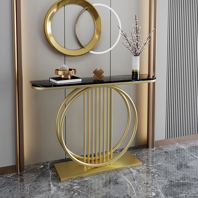 Tavolino console di accento console a metà luna tavolo di divano console in pietra