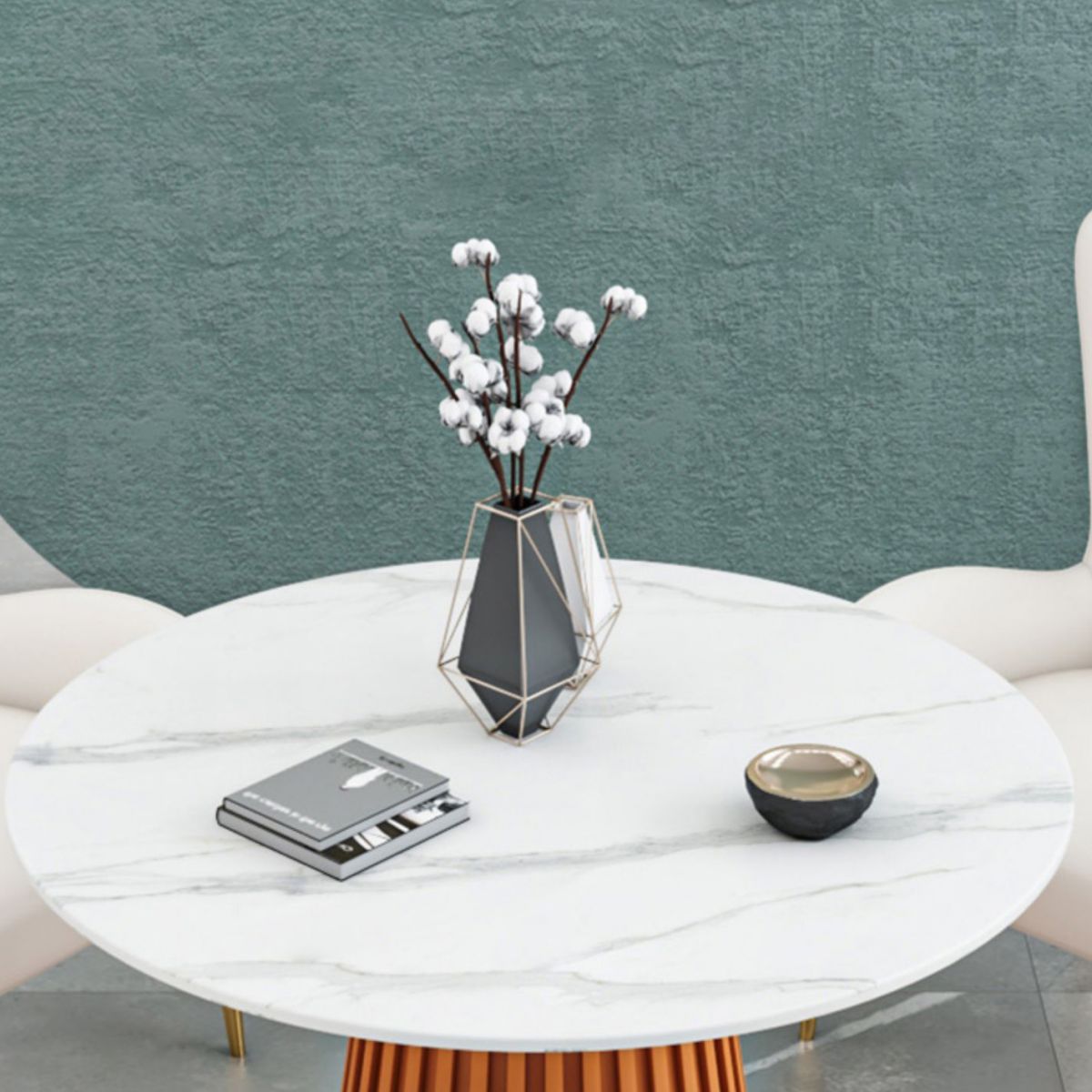 Glam 1/5 Pieces Dining Set Circular Stone Dining Table for Dining Room Clearhalo 'Dining Room Sets' 'Dining Tables & Seating' 'dining_room_set' 'furn' 'furn_dining_room_set' 'Furniture' 'furniture_dining_room_set' 'Kitchen & Dining Furniture' 1200x1200_e34d6b6e-5fe8-40e7-9ef5-9d13a8a9d2bb