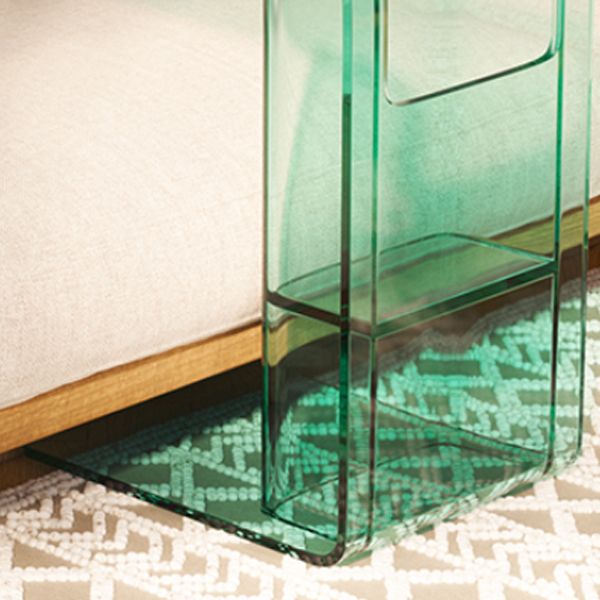 Modern Accent Side Table Plastic Abstract with Storage Rectangular Living Room