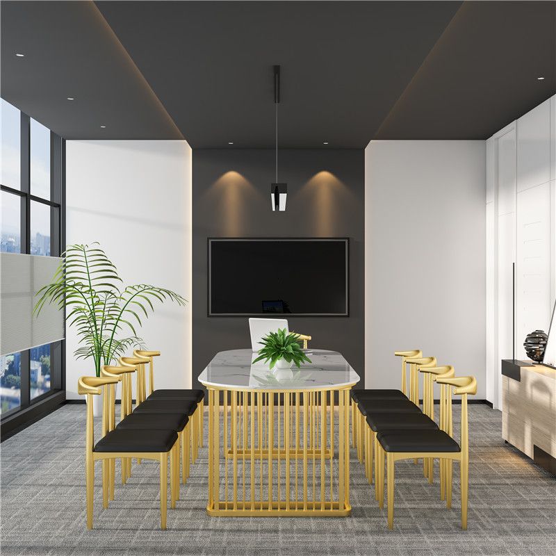 Glam Marble Writing Desk Sled Base Type Office Desk With Metal Legs Clearhalo 'furn' 'furn_office_desk' 'Furniture' 'Office Desks' 'Office Furniture' 'office_desk' 1200x1200_e34e0309-5ac9-4305-83a4-7b481d50c9f6