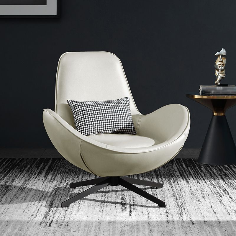 Faux Leather Slipper Chair 33.4" L x 30.3 " W x 20.8 " H Stacking Chair for Bedroom Clearhalo 'Accent Chairs' 'accent_chairs' 'Chairs & Seating' 'furn' 'furn_accent_chairs' 'Furniture' 'furniture_accent_chairs' 'Living Room Furniture' 1200x1200_e34f1aa6-dd32-43e9-b50e-30b1d20e43de