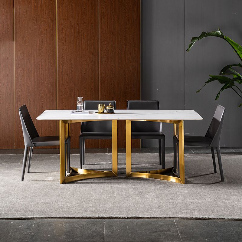 Glam weiß gesinterte Stein Esstisch Set 1