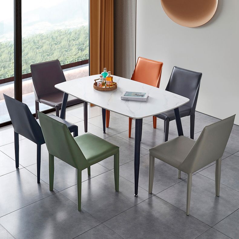 Modern Leather Dining Room Chair Metal Armless Chair for Home Use (Set of 2) Clearhalo ' kitchen&dining_furn' 'Dining Chairs' 'Dining Tables & Seating' 'dining_chair' 'furn' 'furn_dining_chair' 'Furniture' 'furniture_dining_chair' 'Kitchen & Dining Furniture' 'kitchen' 1200x1200_e3545be9-d382-4c59-843b-f97ee26ef56a