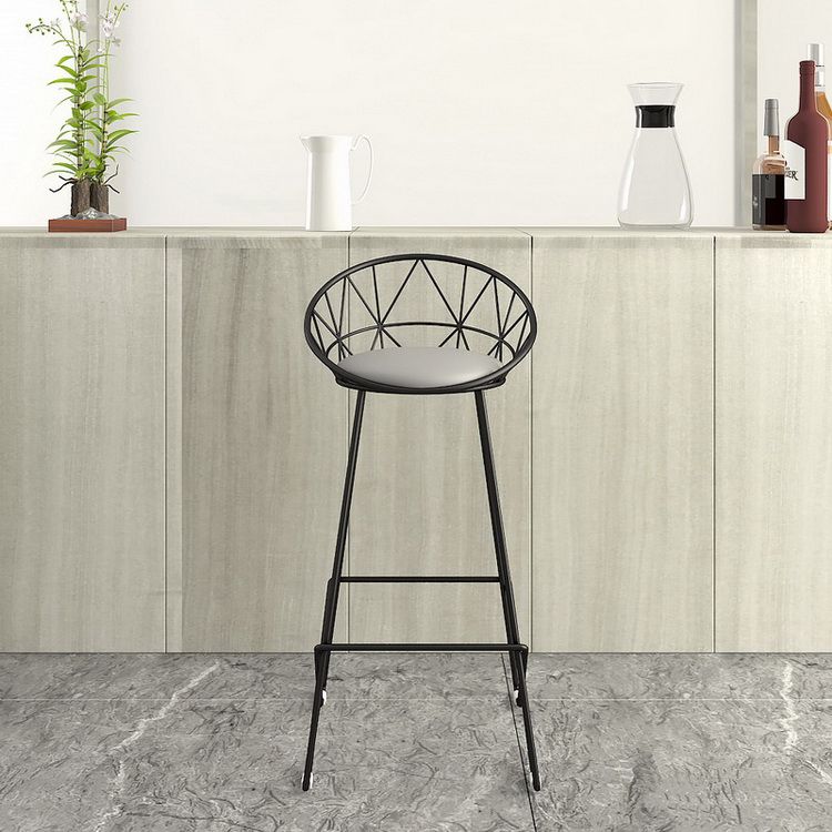 Nordic Backrest Armless Counter Stool Iron Cafe Bar Stool with Leather Cushion Clearhalo 'Bar Furniture' 'Bar Stools' 'bar_stools' 'furn' 'furn_bar_stools' 'Furniture' 'Kitchen & Dining Furniture' 1200x1200_e356131d-61a6-4c76-8306-a28301237fe8