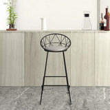 Nordic Backrest Armless Counter Stool Iron Cafe Bar Stool with Leather Cushion Clearhalo 'Bar Furniture' 'Bar Stools' 'bar_stools' 'furn' 'furn_bar_stools' 'Furniture' 'Kitchen & Dining Furniture' 1200x1200_e356131d-61a6-4c76-8306-a28301237fe8