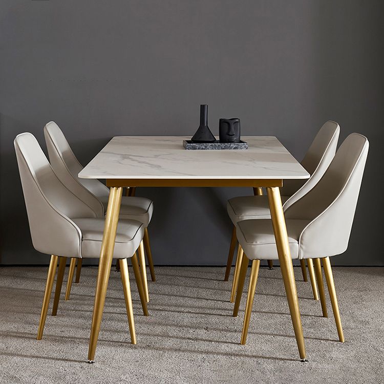 Modern Style Sintered Stone Dining Table with White Fixed Table for Home Use Clearhalo 'Dining Room Sets' 'Dining Tables & Seating' 'dining_room_set' 'furn' 'furn_dining_room_set' 'Furniture' 'furniture_dining_room_set' 'Kitchen & Dining Furniture' 'kitchen&dining_furn' 'kitchen' 1200x1200_e35642eb-ebfc-4a03-99ce-6a82ad078647